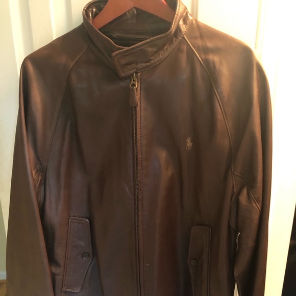 ralph lauren men's leather bomber jacket